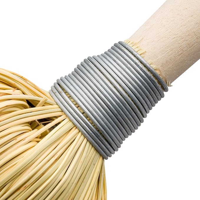 Redecker Hand Brush with Wooden Handle Rice Straw Untreated Beechwood Set of 2 10-Inches