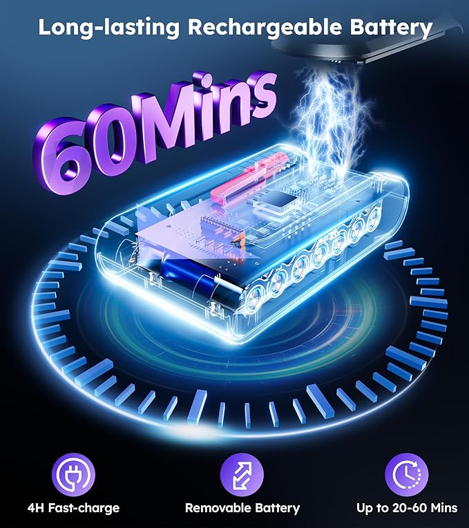 Cordless Vacuum Cleaner 500W 50KPA 60Mins Vacuum Cleaners for Home Self-Standing Stick Vacuums with LED Display Anti-Tangle Lightweight Rechargeable Wireless Vacumm for Pet Hair Carpet Floor