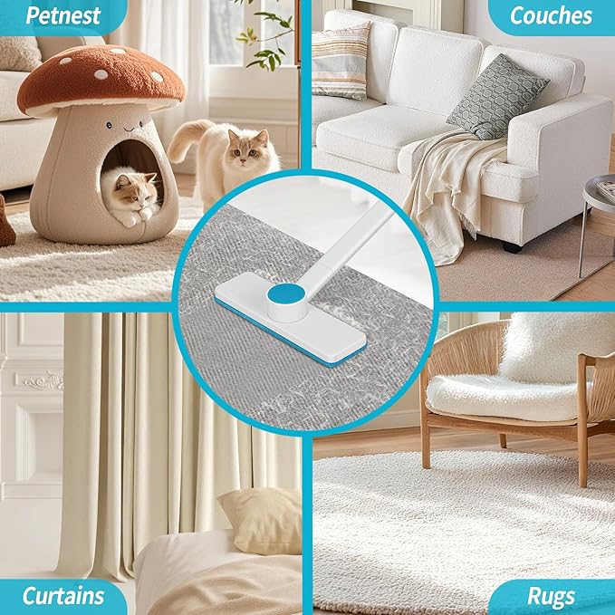 Pet Hair Removal Tool - Pet Hair Remover for Cat &amp Dog Hair Cleaning Carpet Rake for Fabric Furniture Pet Carpet Cleaner Come with Adhesive Hook Convenient to Hang &amp Store an Ideal for Pets