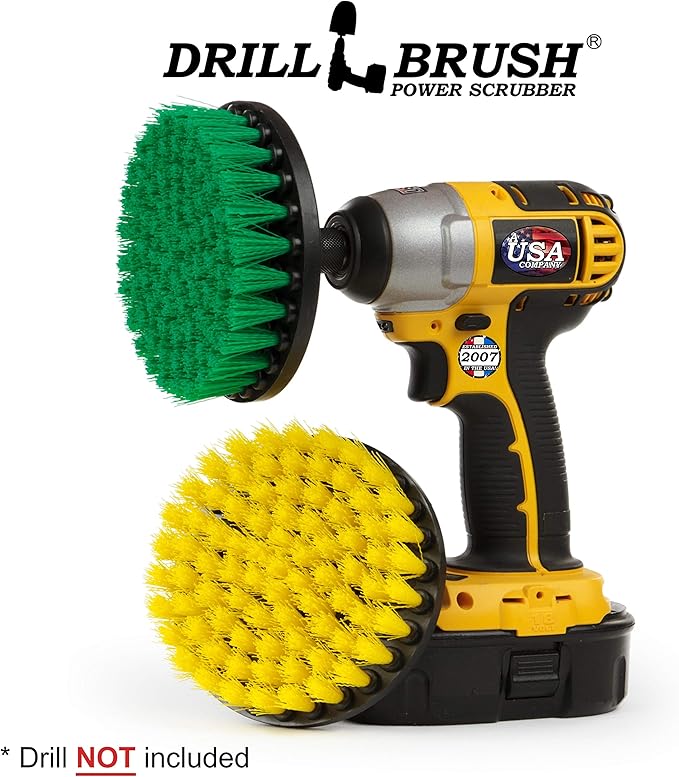 Bathroom Accessories - Power Scrubber Bathroom and Kitchen Brush Set - Cleaning Supplies - Drill Brush- Bath Mat - Shower Cleaner - Soap Scum Mineral Deposits Calcium Hard Water Rust Stains