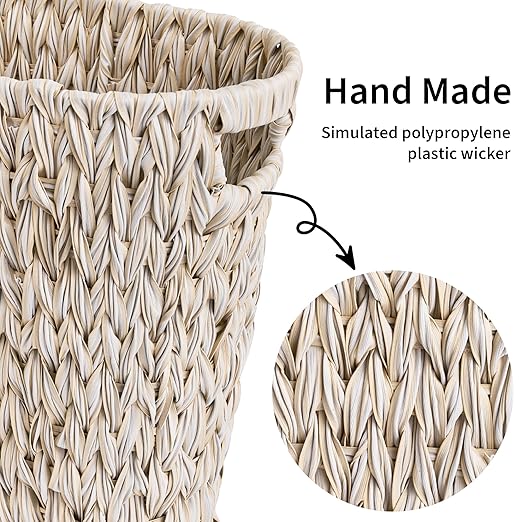 GRANNY SAYS Wicker Trash Can Waterproof Bathroom Trash Can Wicker Waste Basket for Bathroom Decorative Boho Waste Basket for Bedroom Office 19 Liters/5 Gallons