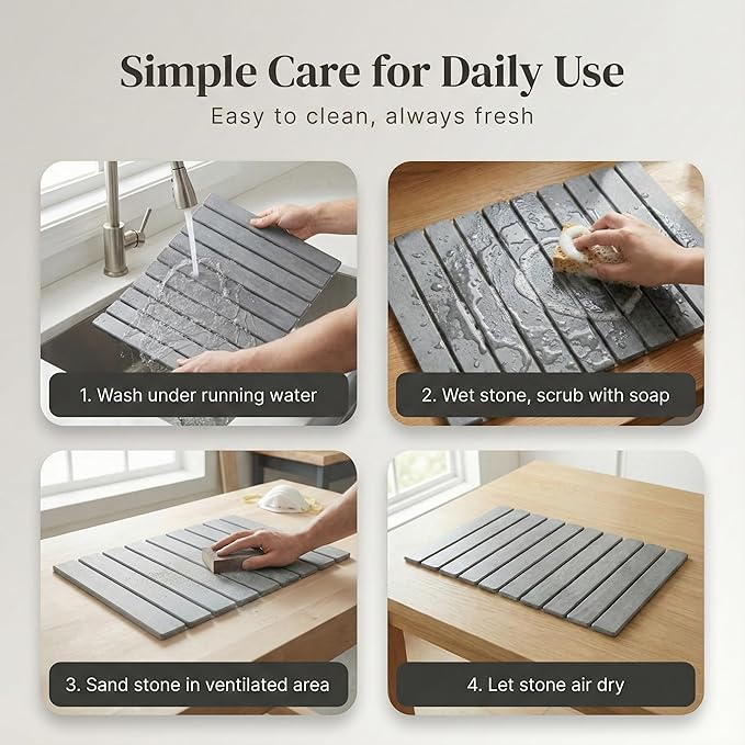 Quick Drying Large Stone Drying Mat for Kitchen Counter Collapsible Dish Drying Rack Diatomaceous Earth Dish Drying Mat Durable Drying Stone Practical Dish Drying Mats