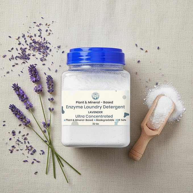 Ultra-Concentrated Enzyme Laundry Detergent - Lavender | Plant &amp Mineral-Based Stain Remover Odor Eliminator | Safe for Sensitive Skin Biodegradable HE Compatible | 32 oz