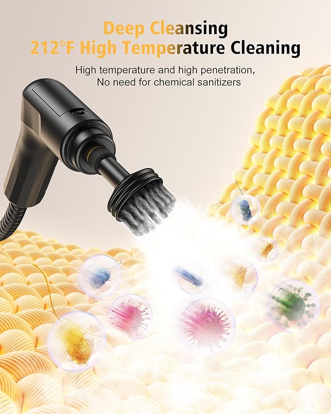 Steamer for Cleaning3-Speed Adjustable Handle1.69 Quarts Large Capacity Tank Steam Cleaner Handheld Detachable 13PCS Accessories steamer for CarHome kitchensCamping