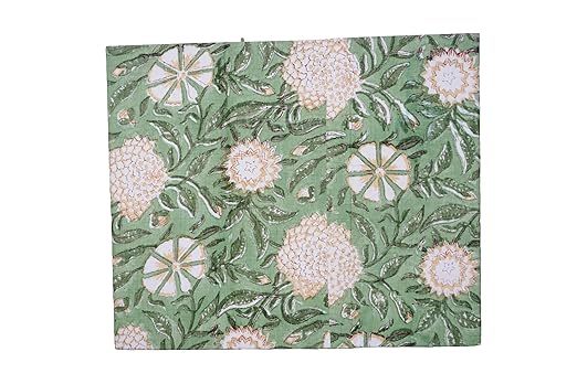 Generic 3.3 Gallon Cotton Hand Block Printed Paper Waste Basket |Small Decorative Trash Can for Housewarming Gifts in Living Room Bedroom Bathroom | Eco-Friendly Plastic-Free (1 GREEN GE.)