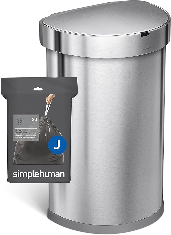 simplehuman Code J 40 Count Genuine Odorsorb Custom Fit Liners Drawstring Odor Absorbing Trash Bags in Dispenser Packs 30-45 Liter / 8-12 Gallon