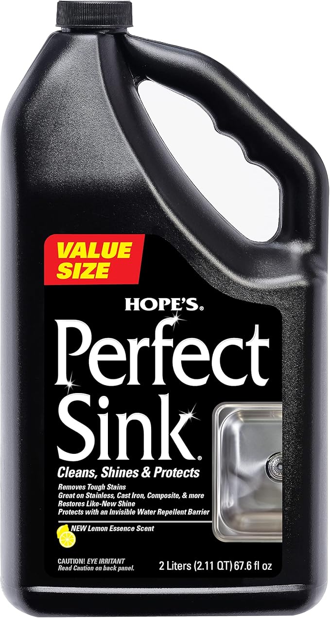 HOPE'S Perfect Sink Cleaner and Polish Restorative Water-Repellant Removes Stains Ideal for Brushed Stainless Steel Cast Iron Porcelain Corian Composite Acrylic Value Size
