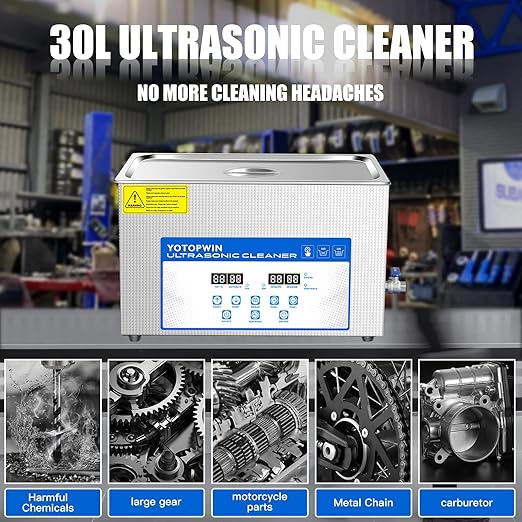 30L Ultrasonic Cleaning Machine with Digital Timer &amp HeaterTouch Button ControlPower-Off MemoryProfessional Lab Ultrasonic Cleaner 600W Sonic Part Cleaner Stain Removal