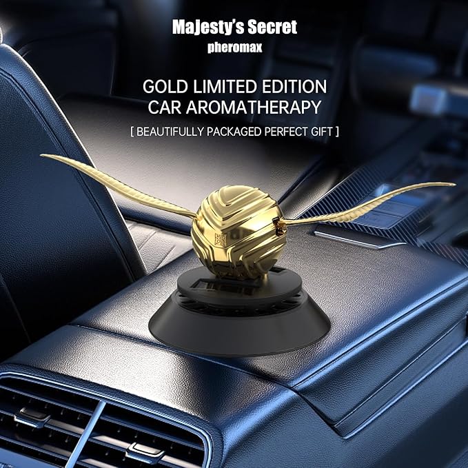 Majesty’S Secret Solar Car Air Freshener Diffuser with 2 Essential Oil Refills Long-Lasting Auto Scent Odor Eliminator Refillable Fragrance Oil Diffuser for Dashboard