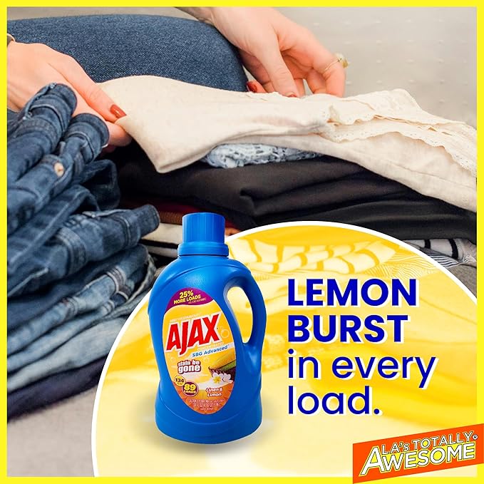 La's Totally Awesome 128oz Cleaner &amp Ajax 134oz SBG Linen &amp Lemon Laundry Detergent – Ultimate Home Cleaning &amp Stain Removal Combo for Multi-Surface &amp Laundry Freshness