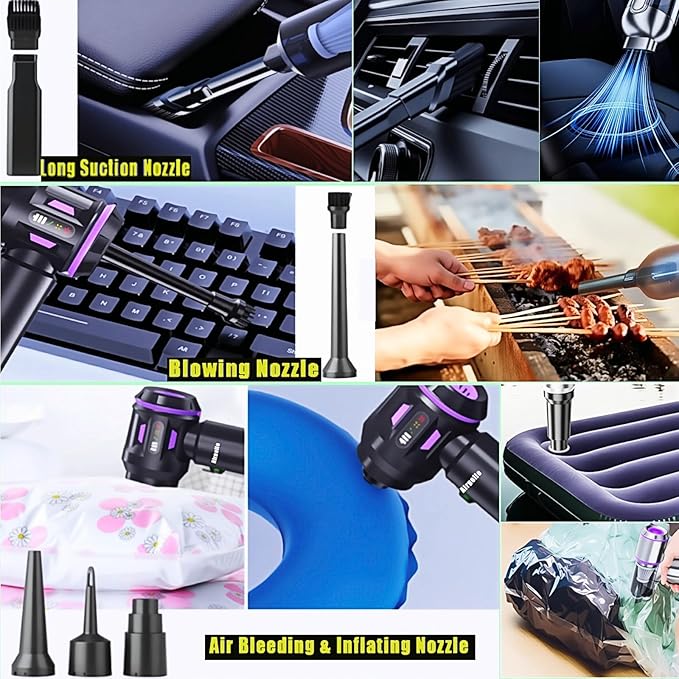 Airpollo® Car Vacuum Portable Cordless Handheld Cleaner Aspiradora para Carro 4 in 1 with LED Screen V2 Portable 29000 Pa Suction Air Blower Rechargeable High Power for Home Long Lasting Battery