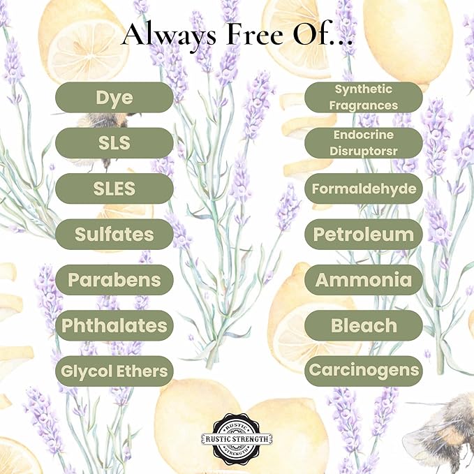 Rustic Strength Lots of Purpose Spray Cleaner with Lavender and Lemon Essential Oils Non-Toxic Plant Based Multi-Surface Gallon Plastic