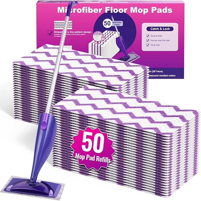 Wet Jet Refills 50 Count Microfiber Wet Jet Pads for Swiffer Mop Disposable Multi Surface Swifter Pads Refill Floor Cleaner for Mopping Heavy-Duty Absorbent and Stickiness