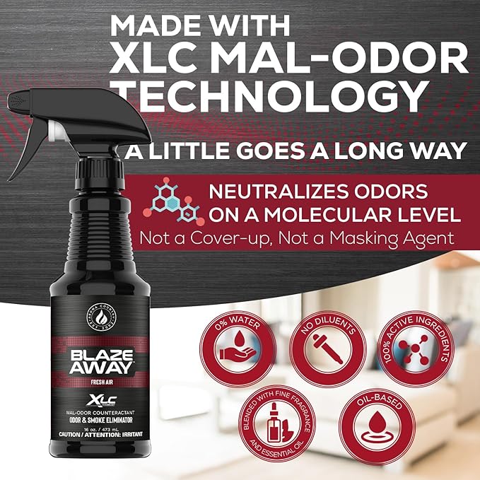 Blaze Away Commercial Air Freshener &amp Odor Eliminator for Strong Odor - Industrial-Grade Room Spray &amp Room Deodorizer for Home Car Smoke &amp Pet Odors - Long-Lasting Odor Absorber Room Fr