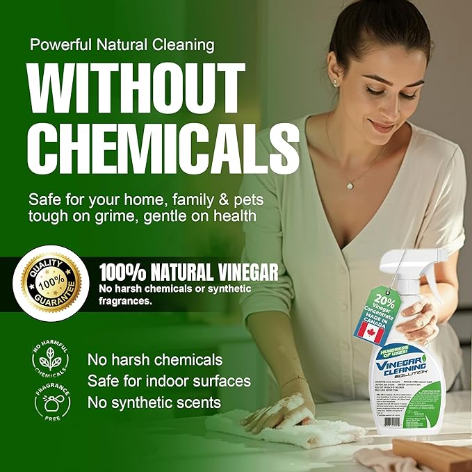 Eco Solutions Vinegar Cleaning Solution - all purpose household cleaner 20% concentrated vinegar - 4 Litre Jug (1.06 gallons)