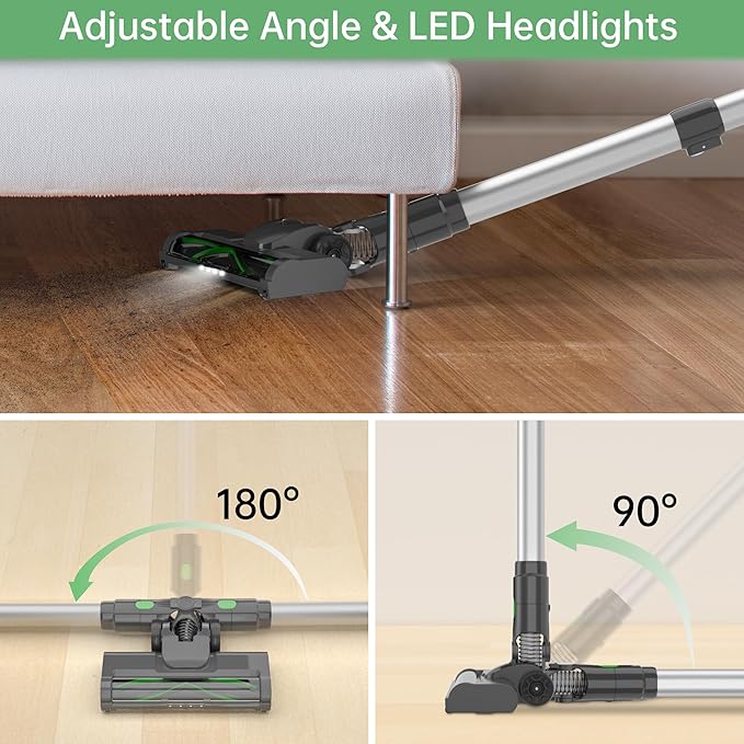 Cordless Stick Vacuum Cleaner 45KPA Powerful Suction 50Mins Runtime Lightweight 6-in-1 Vacuum with LED Touch Screen Anti-Tangle for Pet Hair Hard Floor Carpet Home Car