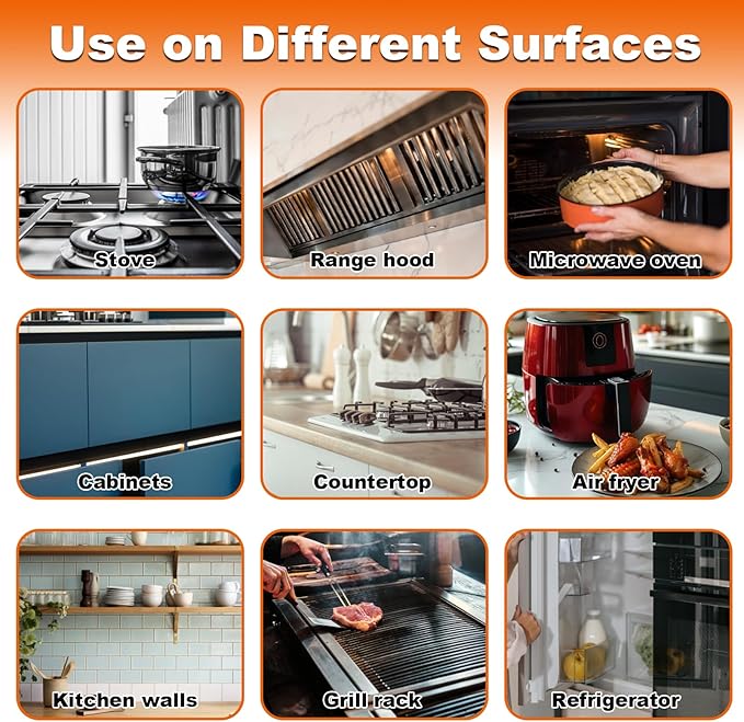 2PCS Heavy-Duty Oil Cleaner StainsClean Up Kitchen Oil Stains SprayMulti-purpose Clean Up Kitchens Heavy Oil Dutywith 5 Sponge Scourers