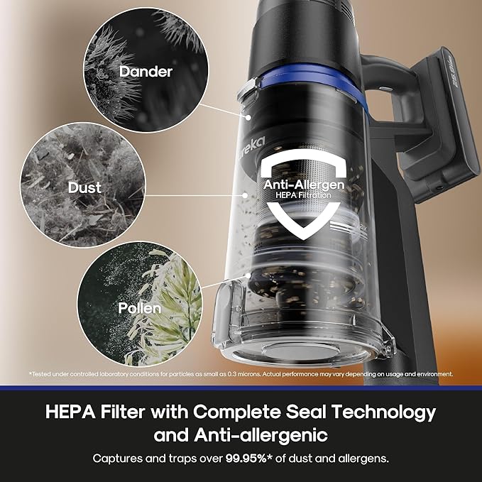 Eureka Cordless Vacuum Cleaner Anti-Tangle Brushroll Rechargeable Stick Vacuum Lightweight for Carpet Hard Floor Pet Hair Black NEC451BL