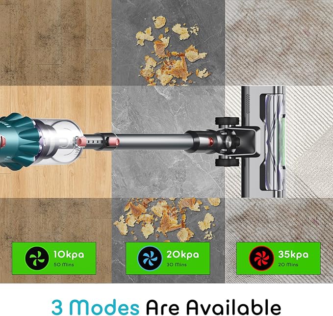 ECOHOME Cordless Vacuum Cleaner35Kpa/50Min Vacuum Cleaners for Home Anti-Tangle &amp Wall Mount ChargingStick Vacuum with LED Display8 in 1 Lightweight Vacuum for Hard Floors Carpet Pet Hair