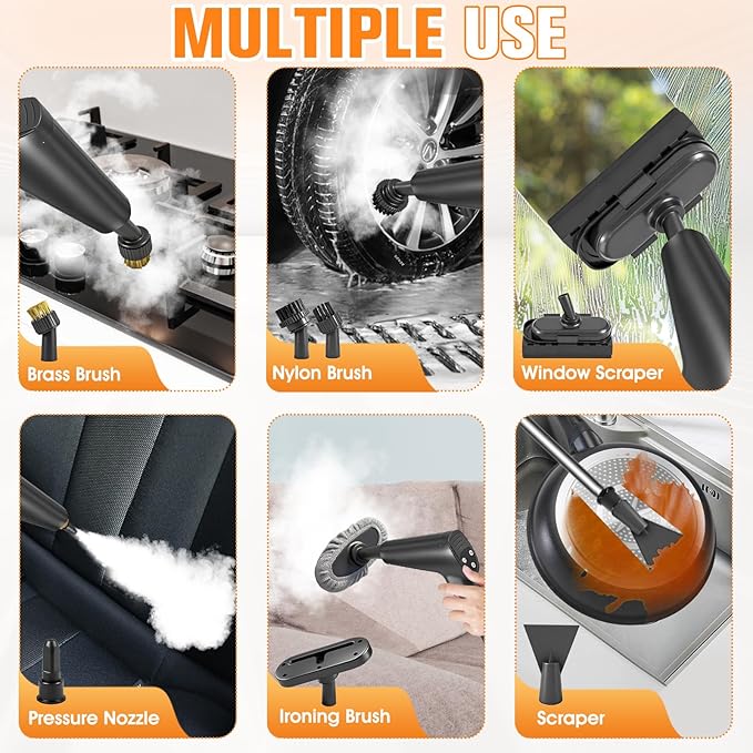 Upgraded 1.8Qt Handheld Steam Cleaner for Home Cleaning6-Levels Adjustable Pressurized Handheld Steamer Protable Hand held Steamer for Cleaning 10s Heat-Up Protable Steam Cleaners Handheld for Home