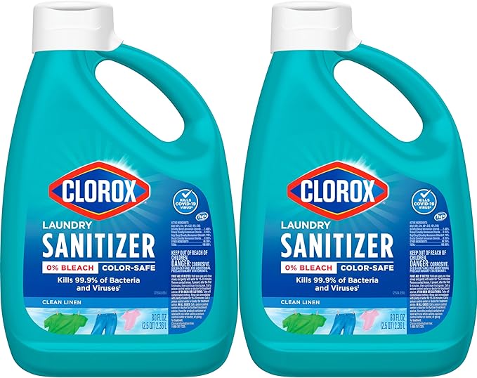 Clorox Laundry Sanitizer 0% Bleach Color Safe Clean Linen 80 Fl oz Pack of 2 (Pack May Vary)