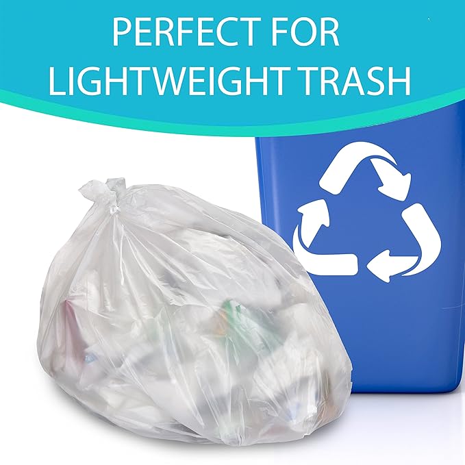 13 Gallon Clear Trash Bags 150 Pack Unscented Tall Kitchen Recycling Garbage Waste Bag