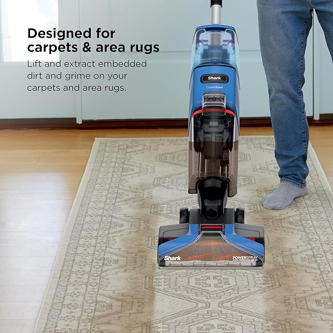 Shark CarpetXpert Upright Carpet &amp Area Rug Cleaner Perfect for Pets Lightweight &amp Powerful Dirt Grime &amp Odor Removal Carpet Shampooer Cleaning Solution Blue EX121BRN