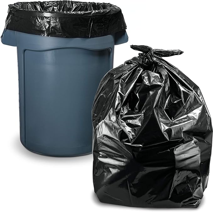 Tasker 45 Gallon Trash Bags (Value-Pack 100 Bags w/Ties) Extra Large Black Garbage Bags - 39 Gallon - 40 Gallon - 42 Gallon - 44 Gallon - 45 Gallon Large Trash Bag Can Liners Capacity