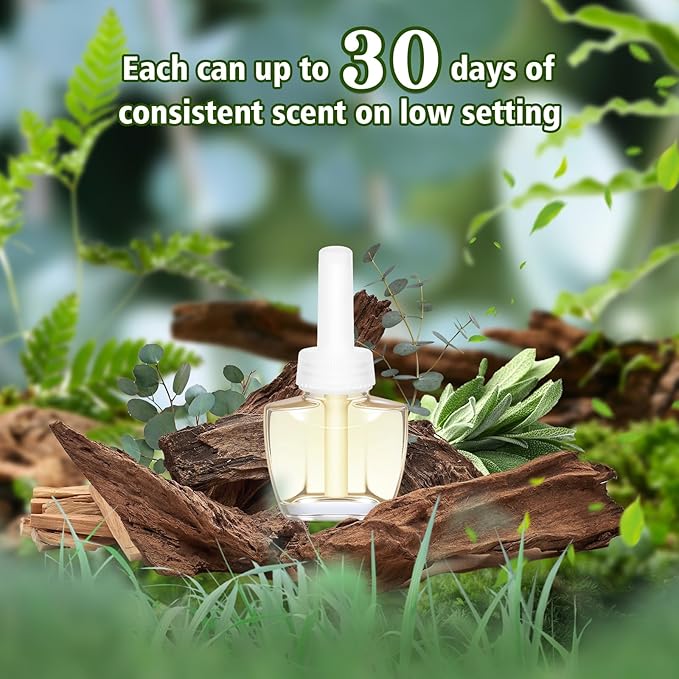 Plug In Air Freshener Refills Palo Santo Eucalyptus &amp Sage Baby Powder Scent - 12 Count 7.92 Fl Oz Fragrance for Home Bathroom Office Compatible with Air Wick &amp Glade Not Include Glad