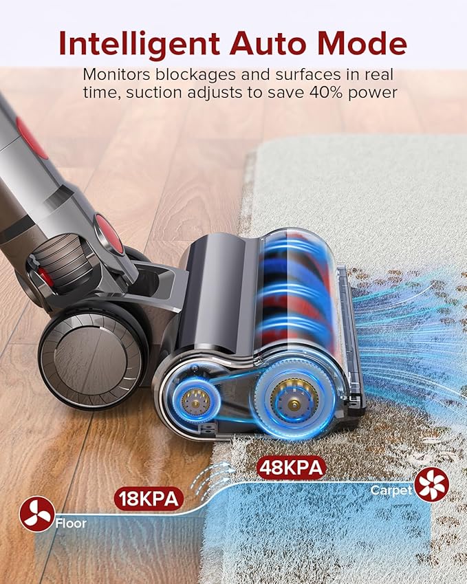 Belife S8 Cordless Vacuum Cleaner 600W 48Kpa Stick Vacuum with 65Mins Runtime Self-Standing 1.6L Large Dust Cup Anti-Tangle Smart Wireless Handheld Vacuums for Carpet Hardwood Floor &amp Pet Hai