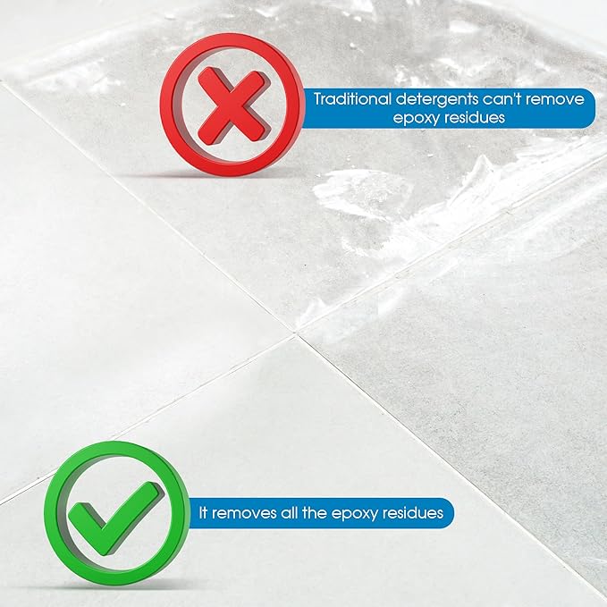 FABER Epoxy Remover – Epoxy Resin Haze Remover and Post Construction Cement Grout Cleaner to Renew Refresh &amp Restore Natural Shine of Porcelain Ceramic Tile Floor - Heavy Duty Alkaline Compound