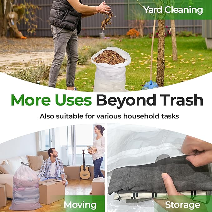 1.6 Gallon Code C 200 Count Heavy Duty Trash Bags Perfect Fit 10-12 Liter with Reinforced Drawstring Compatible with simpleman Code C White Garbage Liners Leak-Proof &amp Tear Resistant