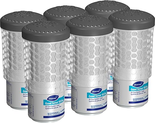 Diversey 100910595 Good Sense 60 Day Air Care System Cartridge Deodorizer &amp Freshener for Restrooms Gyms &amp High Traffic Public Spaces Fresh Scent Refill 1-Cartridge (Pack of 6)