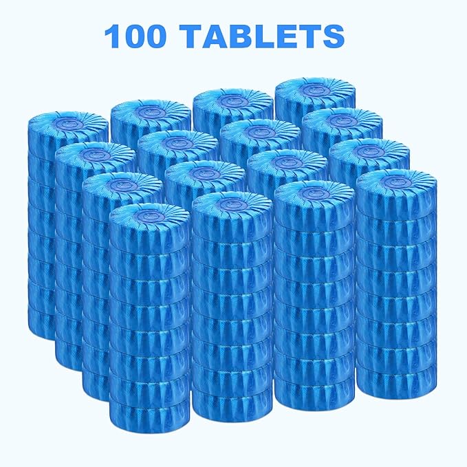 CHMI 100 Pack Toilet Bowl Cleaner Tablets Long-lasting Bathroom Toilet Tank Cleaner.(Blue)