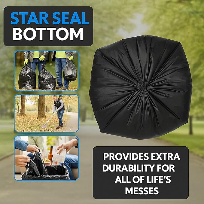 30-33 Gallon Trash Bags Heavy Duty 250 Count Bulk (33'' x 39'') | Black Large Trash Bags 30+ 33 Gallon | Multipurpose for Office Outdoor Recycling Industrial and Commercial