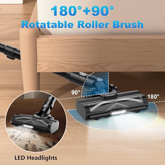 Tikom Cordless Vacuum Cleaner for Home 40000Pa/450W Stick Vacuum with Charging Wall Dock Anti-Tangle Lightweight Handheld Vacuum for Pet Hair Hard Floor Carpet V450