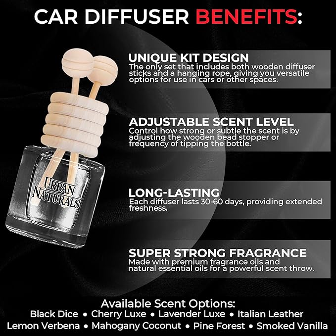 Pine Forest Hanging Car Air Freshener and Essential Oil Diffusers with Vent Clips - 25-Pack Automobile Aromatherapy Diffuser Bottles - Kit Ideal for Resale Gifts &amp Party Favors