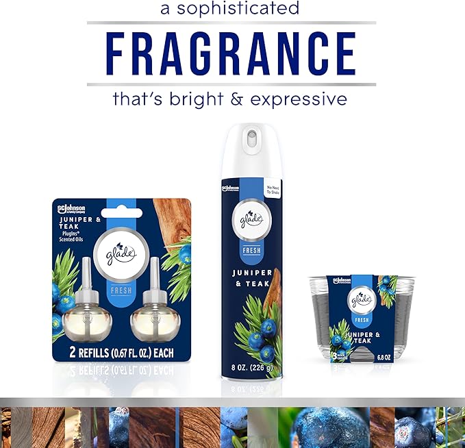 Glade Air Freshener Room Spray Juniper &amp Teak Scent Odor Fighting to Deliver Long Lasting Freshness 8 Oz 6 Count