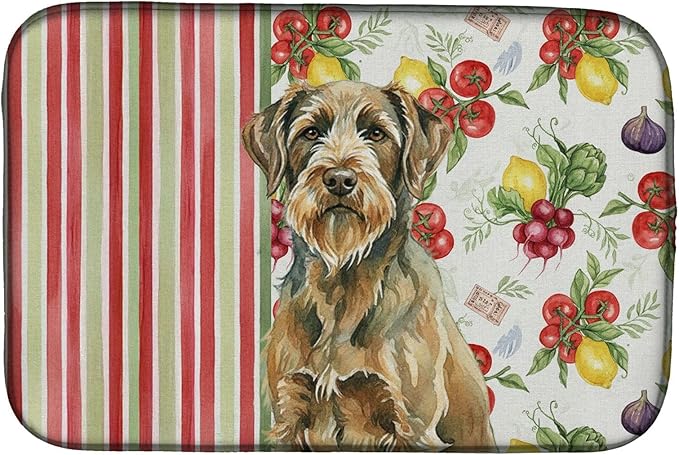 Caroline's Treasures Chestnut Wirehaired Pointing Griffon Vegetables Dish Drying Mat Absorbent Dish Drying Mat Pad for Kitchen Counter Dish Drainer Mat for Countertop 14 x 21 Multicolor