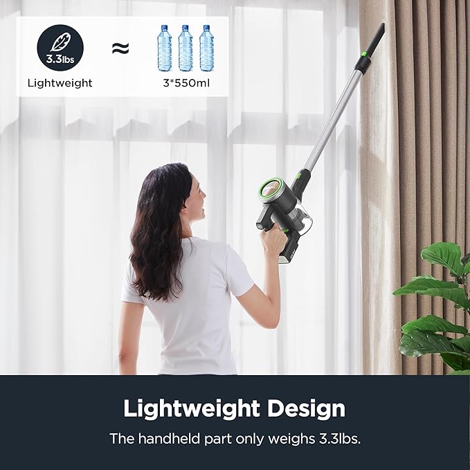 Eureka Lightweight Cordless Stick Vacuum Cleaner Convenient for Hard Floors Rechargeable Handheld Vacuum Cleaner Portable with Powerful Motor Efficient Suction RapidClean Ultra NEC370GR Moss Green