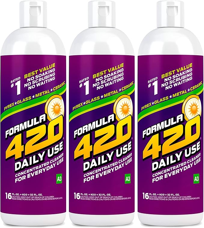 3 Pack - Formula 420 Daily Use Concentrated 16oz. Makes 32oz. Glass Pyrex Metal and Ceramic Cleaner