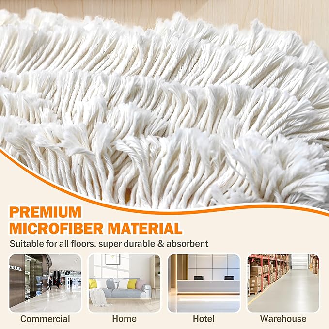 NEWE 24” Commercial Dust Mop Large Dry Dust Push Broom Indoor Wide Floor Duster for Laminate Hardwood Tile Marble (Yellow)