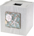 Avanti Linens - Tissue Box Cover Decorative Resin Cover Beach Inspired Bathroom Accessories (Seaglass Collection)