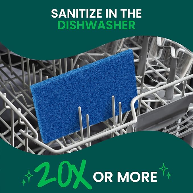 Scotch-Brite Zero Scratch Scouring Pad Effective + Gentle Dish Scrubber for Household Cleaning 48 Scrub Pads for Dishes Nonstick Pots and Pans Glass Tubs Showers Reusable &amp Durable