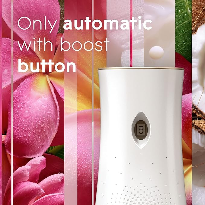 Glade Automatic Spray Refill and Holder Kit Air Freshener for Home and Bathroom Tropical Blossoms 6.2 Oz 2 Count (Pack of 2) Multicolor