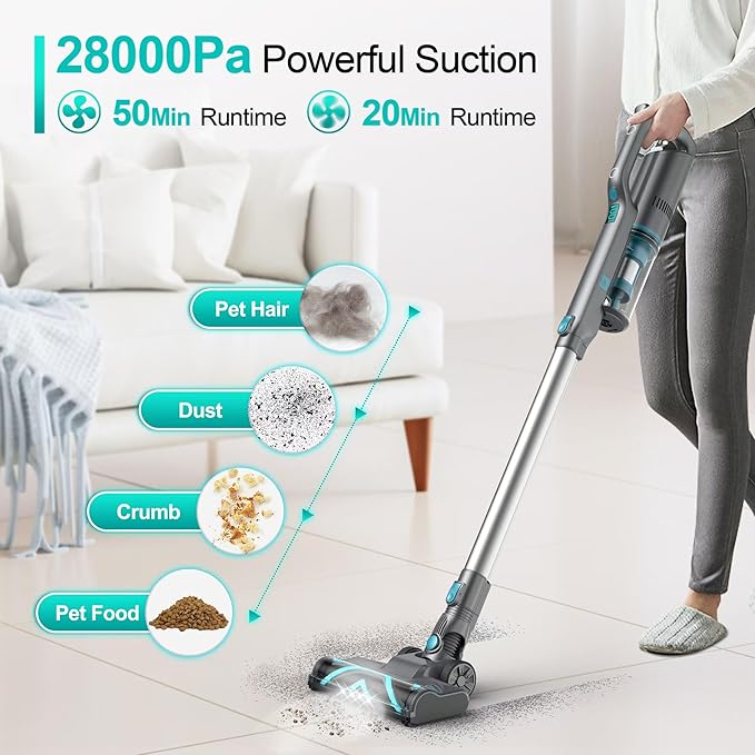 Cordless Vacuum Cleaner 230W Stick Vacuum with Powerful Suction 50Mins Runtime Vacuum Cleaners
