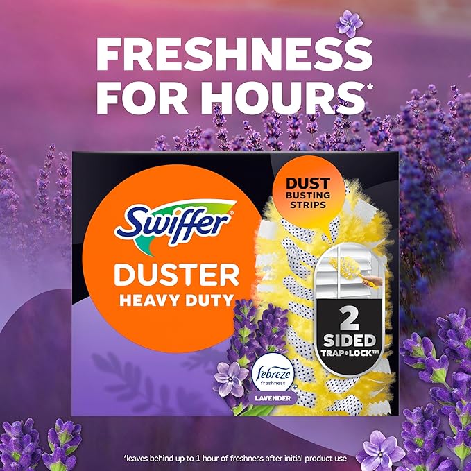 Swiffer Dusters Heavy Duty Multi-Surface Duster Refills for Cleaning Lavender 24 Count (4 Packs of 6)