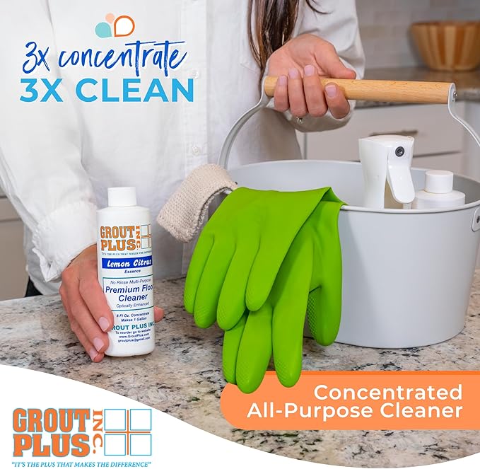 Premium Floor Cleaner All Purpose Multi Surface Cleaner &amp Optically Enhanced Brightener Neutral pH 3X Strength No Rinse - Lemon Citrus 8 Oz for 1 Gal