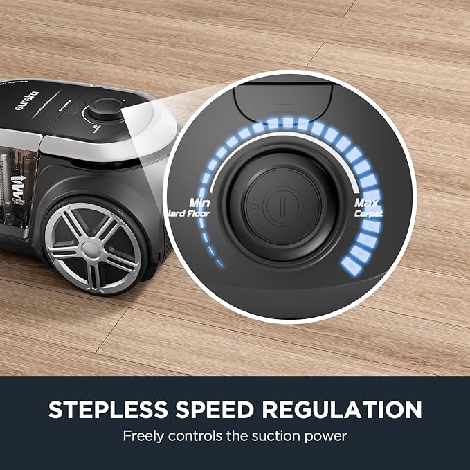 Eureka Bagless Canister Vacuum Cleaner Lightweight Vac for Carpets and Hard Floors Silver with Black NEN180