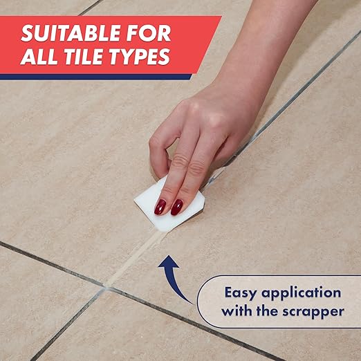 Tile Grout Repair Kit 2 Pack Grout Filler Restore &amp Renew Tile Joints Line Fast Drying Tile Grout Paint Squeeze Tube for Bathroom Shower Kitchen Floor Waterproof (17.6 oz Beige)